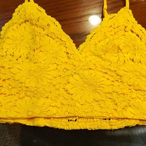 Zara Yellow lace crop top. Size small Junior